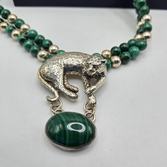 Carol Felley Necklace Earring Set Cheetah Leopard Stone Sterling Southwest - Picture 7 of 9